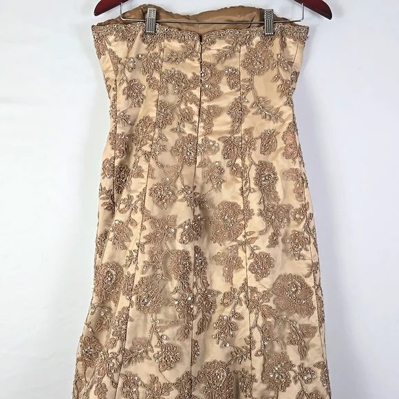 Montage by Mon Cheri Women's Tan Strapless Ballroom Prom Wedding Gown Sz 10